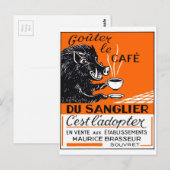 Carte Postale Publicité antique pour le café du sanglier belge (Devant / Derrière)