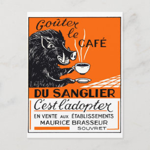 Carte Postale Publicité antique pour le café du sanglier belge