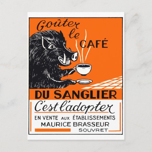 Carte Postale Publicité antique pour le café du sanglier belge (Devant)