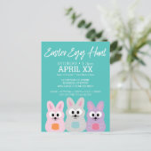 Carte Postale Publicité de chasse aux oeufs de Pâques - lapins d (Debout devant)