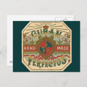 Carte Postale Publicité de cigares pour le Étiquette de tabac de (Devant / Derrière)