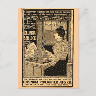 Carte Postale Publicité de machine à écrire Art nouveau vintage