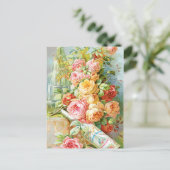 Carte Postale Publicité de parfum avec Roses (Debout devant)