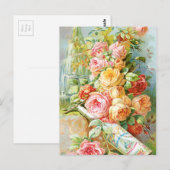 Carte Postale Publicité de parfum avec Roses (Devant / Derrière)