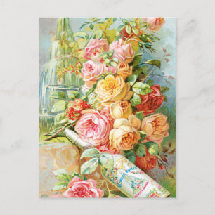 Carte Postale Publicité de parfum avec Roses