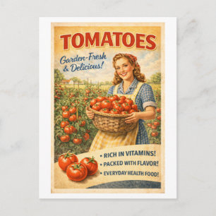 Carte Postale Publicité de style vintage pour tomates