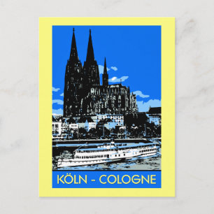 Carte Postale Publicité de voyage de style rétro vintage Cologne