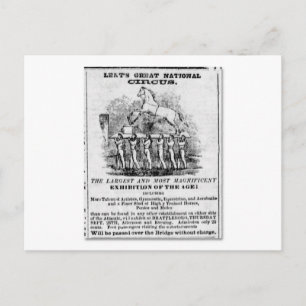 Carte Postale Publicité du grand cirque national de Lent