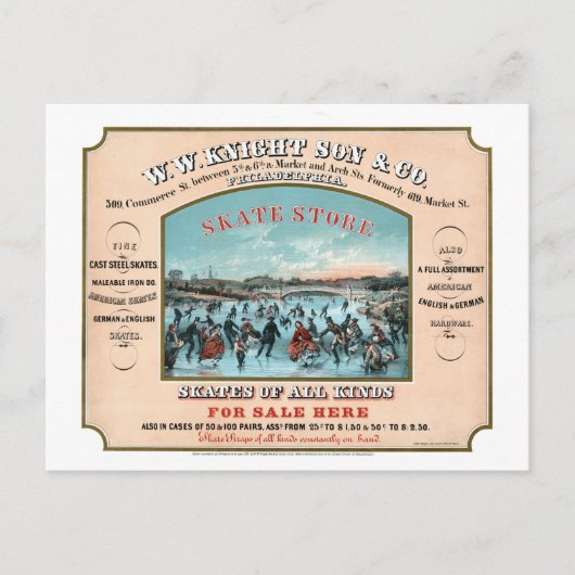 Carte Postale Publicité d'une boutique de patinage de Philadelph (Devant)