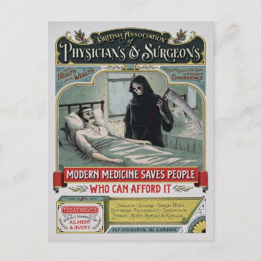 Carte Postale Publicité en médecine vintage (Devant)