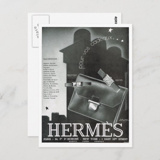 Carte Postale Publicité, Hermes (Devant / Derrière)
