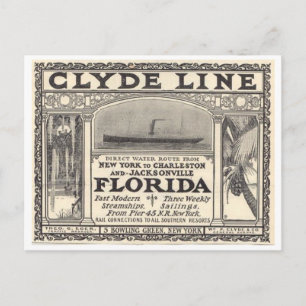 Carte Postale Publicité pour le bateau à vapeur de la Clyde Line