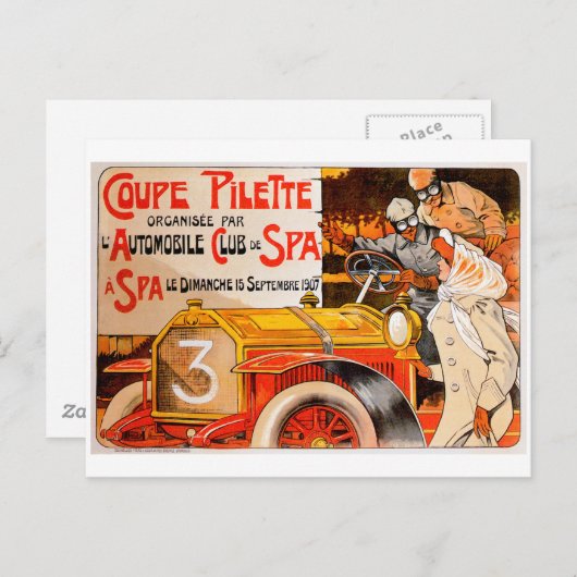 Carte Postale Publicité pour voiture automobile ancienne ~ Cours (Devant / Derrière)