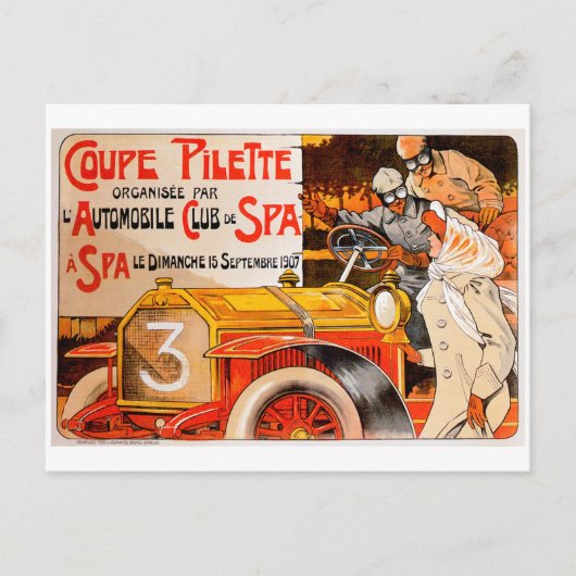 Carte Postale Publicité pour voiture automobile ancienne ~ Cours (Devant)