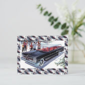 Carte Postale Publicité pour voitures anciennes, Ski en voiture (Debout devant)
