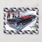 Carte Postale Publicité pour voitures anciennes, Ski en voiture (Devant)