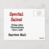 Carte Postale Publicité Ventes! Petite entreprise samedi (Dos)