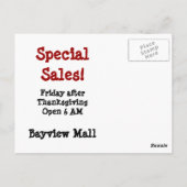 Carte Postale Publicité Ventes! Petite entreprise samedi (Dos)