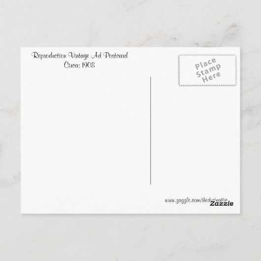 Carte Postale Publicité vintage (Dos)