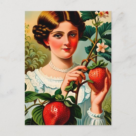 Carte Postale Publicité vintage aux fraises (Devant)