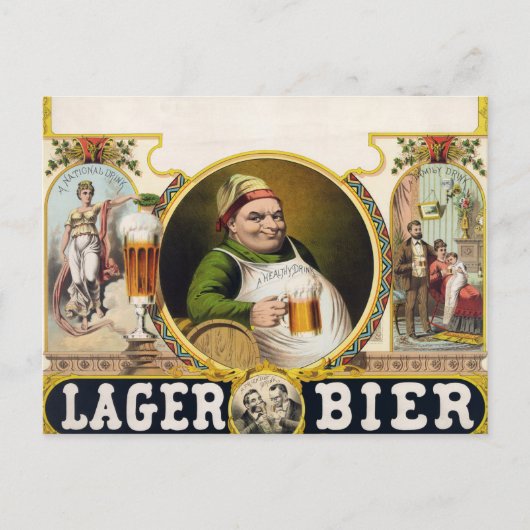Carte Postale Publicité vintage de bière Lager (Devant)
