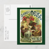 Carte Postale Publicité vintage de bière Mucha (Devant / Derrière)