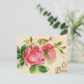 Carte Postale Publicité vintage Française Roses Rouges Fille (Debout devant)