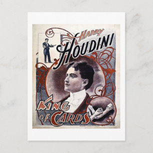 Carte Postale Publicité vintage Harry Houdini King of Cards