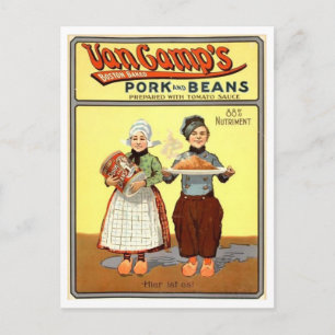 Carte Postale Publicité vintage pour les haricots et porc de Van