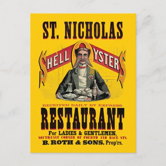 Carte Postale Publicité Vintage Shell Oysters (Devant)