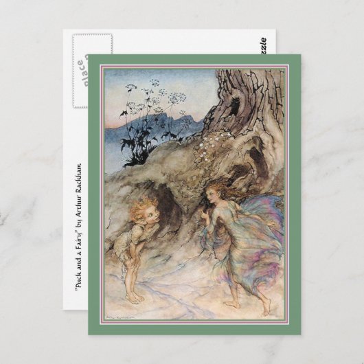 Carte Postale Puck et une fée (Devant / Derrière)