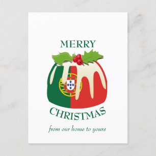 Carte Postale Pudding festif avec DRAPEAU PORTUGAL Noël