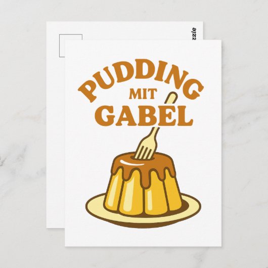 Carte Postale Pudding Mit Gabel Funny Design (Devant / Derrière)