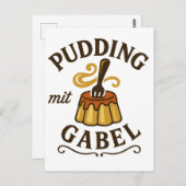 Carte Postale Pudding Mit Gabel Funny Design (Devant / Derrière)