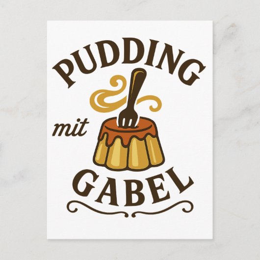 Carte Postale Pudding Mit Gabel Funny Design (Devant)