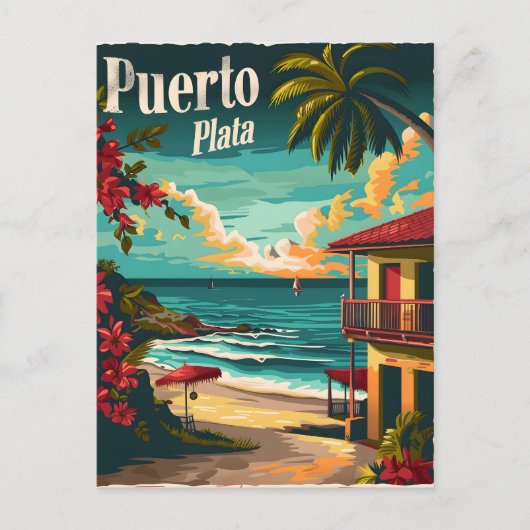 Carte Postale Puerto Plata : Plage tropicale (Devant)