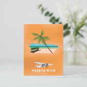 Carte Postale Puerto Rico illustrated map travel poster. (Debout devant)