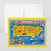 Carte Postale  Puerto Rico Island Map Postcard (Devant / Derrière)