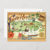 Carte Postale Puerto Rico Map Postcard (Devant / Derrière)