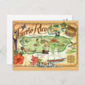 Carte Postale Puerto Rico Map  Postcard (Devant / Derrière)