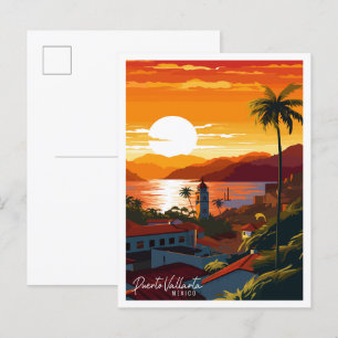 Carte Postale Puerto Vallarta Mexique illustration de voyage vin