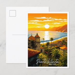 Carte Postale Puerto Vallarta Mexique illustration de voyage vin