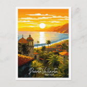 Carte Postale Puerto Vallarta Mexique illustration de voyage vin (Devant)