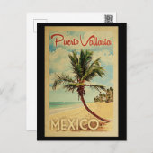 Carte Postale Puerto Vallarta Palm Tree Vintage voyage (Devant / Derrière)