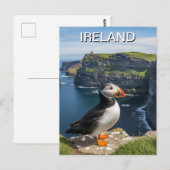 Carte Postale Puffin aux falaises de Moher Irlande Travel (Devant / Derrière)