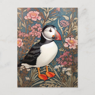 Carte Postale Puffin Et Fleurs Éthridées De Mer William Morris