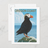Carte Postale Puffin touffé de la côte de l'Oregon (Devant / Derrière)