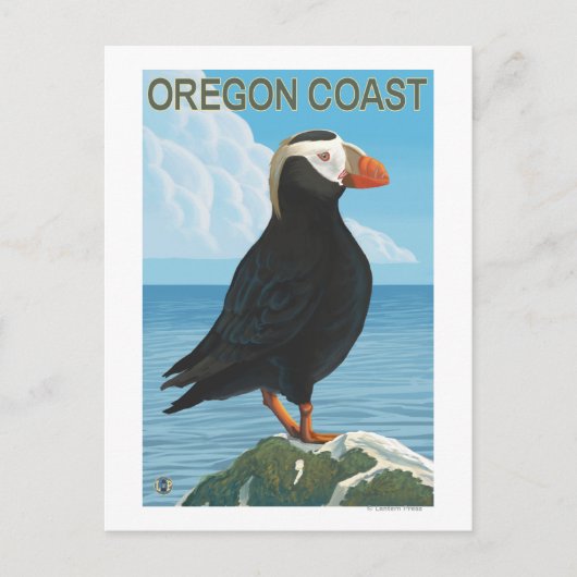 Carte Postale Puffin touffé de la côte de l'Oregon (Devant)