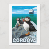 Carte Postale Puffins & Cruise Ship - Cordova, Alaska (Devant)