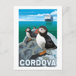 Carte Postale Puffins & Cruise Ship - Cordova, Alaska